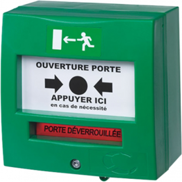 BBGV DOUBLE CONTACT Declencheur manuel vert 2 contacts sans capot