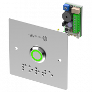 BP inox plaque encastrement Braille Porte+Buzzer+LED+Tempo - PMR