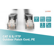 Cordon CAT 6 S-FTP Cuivre Extérieur PE AWG 27/7, Noir 3 m