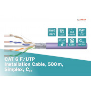 CAT 6 F-UTP, 250 MHz Cca (EN 50575), AWG 23/1, Touret- 500m