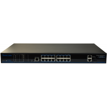 SWITCH MANAGEABLE 250W- 16×100Mb/POE+ & 2x1000Mb & 1SFP Boite 1 PC