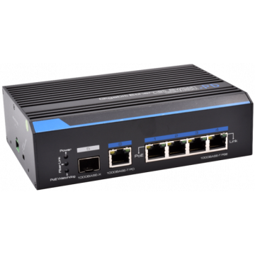 SWITCH INDUS 50/120W- 4×1Gbps/POE+ & 1Gbps PD & 1 SFP Boite 1 PC
