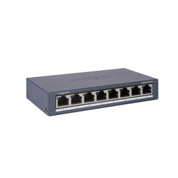 8  Gigabit RJ45 ports, Desktop Steel Case Unmanaged Switch