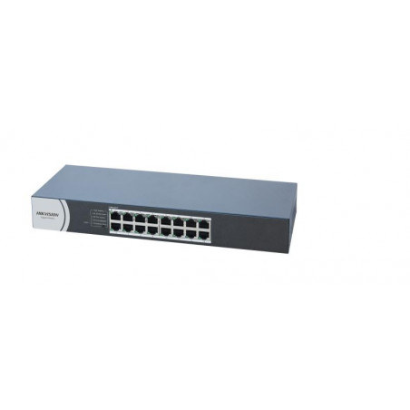 16  Gigabit RJ45 ports, rackable Steel Case Unmanaged Switch