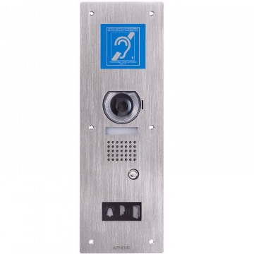 Platine vidéo 1BP encastrée inox avec synthèse vocale, pictos lumineux