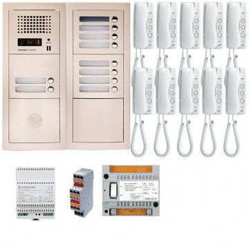Pack audio 10 bp encastré, module vigik, centrale, 10 gt1d & alim.