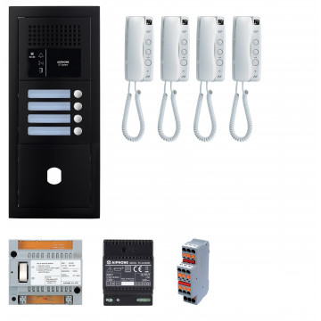 Pack GT audio 4 BP programmé avec platine façade noire satin
