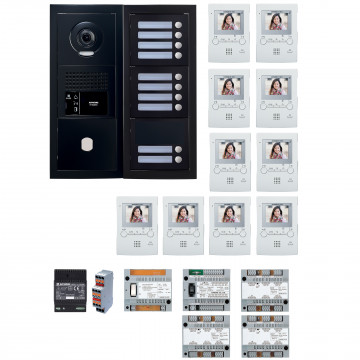 Pack GT vidéo 10 BP programmé avec platine façade noire satin