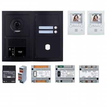 Pack GT vidéo 2 BP programmé avec platine façade noire satin