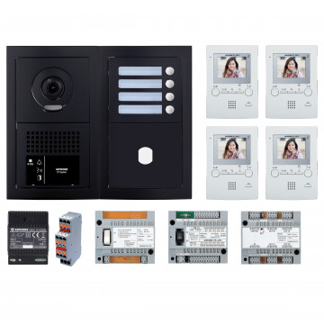 Pack GT vidéo 4 BP programmé avec platine façade noire satin