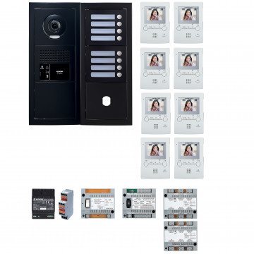 Pack GT vidéo 8 BP programmé avec platine façade noire satin