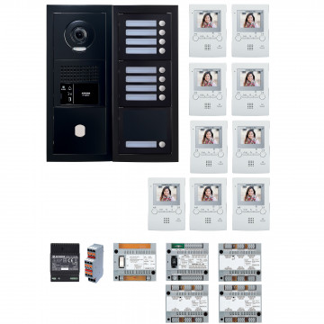 Pack GT vidéo 9 BP programmé avec platine façade noire satin